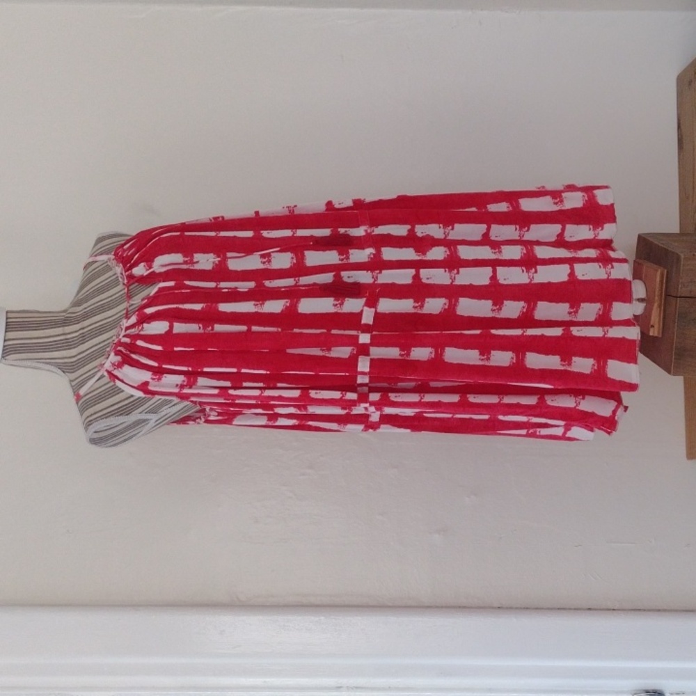 Sofrito Red & White Boho Summer Dress Cover Up with Tassels Size M